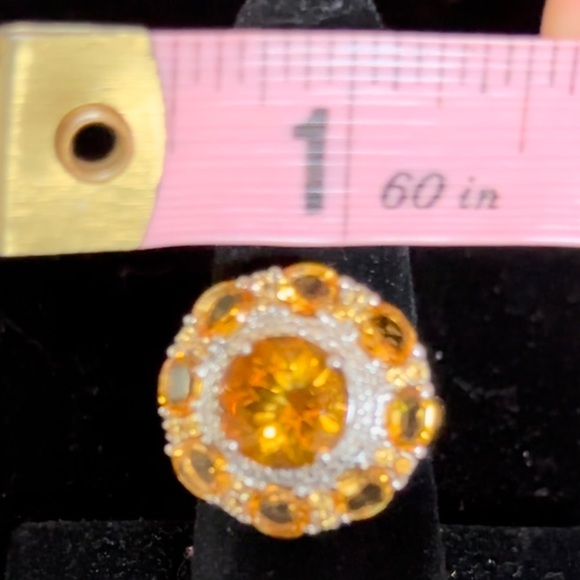 Ring w/authentic Rare Spessartite Garnet Gems 925 Sterling Silver sz 7 - Picture 9 of 10